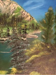 Mountain Lake - Oil painting 16 x 20 inches canvas $150.00