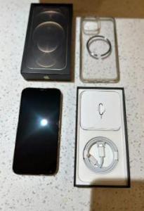 IPHONE 12 PRO MAX GOLD 128GB 10/10 with OG Box + Cables & Case