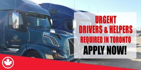 URGENT DRIVERS AND HELPERS REQUIRED IN TORONTO