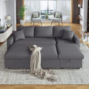 Sale Luxury Sectional Sofa Bed Pull Out Storage Set Brand New