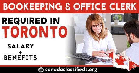 BOOKEEPING & OFFICE CLERK REQUIRED IN TORONTO