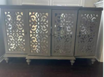 Grey, 4 door sideboard with mirrors