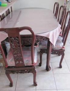 Asian Chinese Rosewood Dinning Table Furniture Set