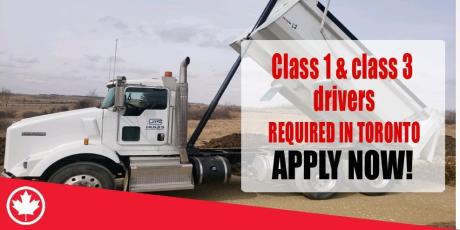 Class 1 & class 3 Drivers REQUIRED IN TORONTO