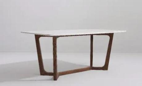 Solid White Quartz Walnut Wood Base Dining Table