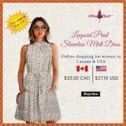 Shop Online leopard print sleeveless midi dress in