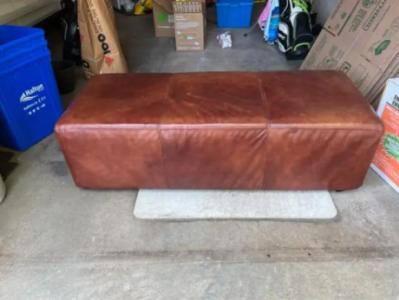 Brown Leather Ottoman - Gently Used