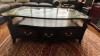 5 seat leather sectional with 3 drawer glass top coffee table