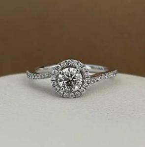 18K White Gold Halo Diamond Engagement Ring *Appraised $5,000