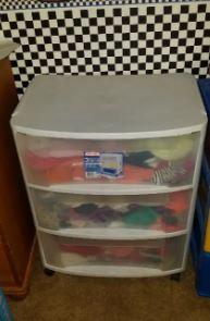 Used plastic Wide 3-drawer Chest on wheels