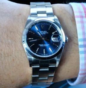 Rolex Oyster Perpetual Date 34mm Blue dial from 2001-6950$