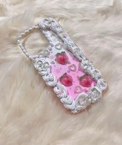 Pink peach handmade decoden iPhone case