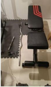 Gym Weights and Bench with Weight Stand 150 lbs of Weights