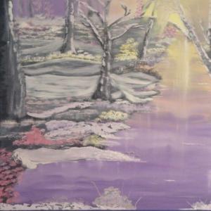 Warm Winter Beauty - Oil Painting 48 x 48 inches canvas $600.00